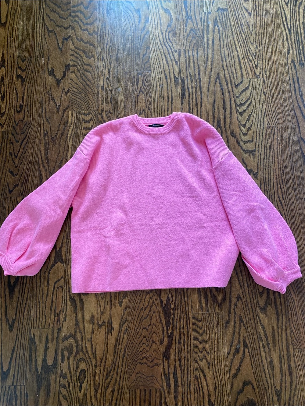 Forever 21 Bubblegum Pink Crewneck Sweater with Balloon Sleeves